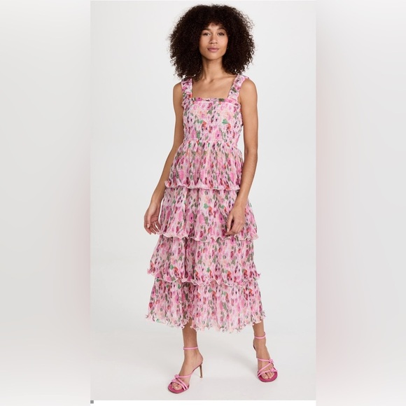 Floral Pink Tiered Dress
